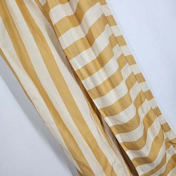 The Bright Side Pants Yellow Linen Striped Drawstring Wide Leg Lightweight Sz M - Picture 3 of 7